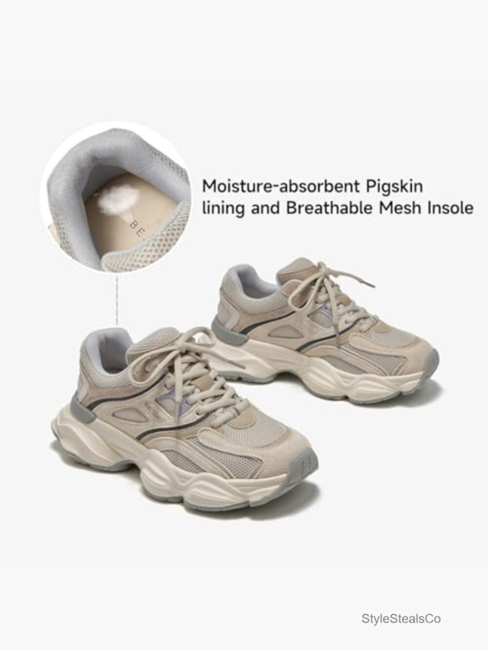 Women's Walking Shoes, Wide Sneakers, Retro Casual Fashion, Comfortable - Picture 5 of 7
